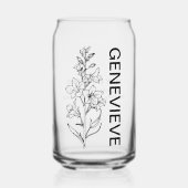 7月誕生フラワーウォーターリリーと名前をカスタムする ガラス缶 (正面)