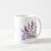 7月誕生フラワーパーソナライズされたラークスパー コーヒーマグカップ (正面右)