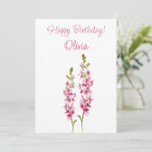 7月誕生フラワーラークスパーウォーター色フローラ シーズンカード (スタンド正面)