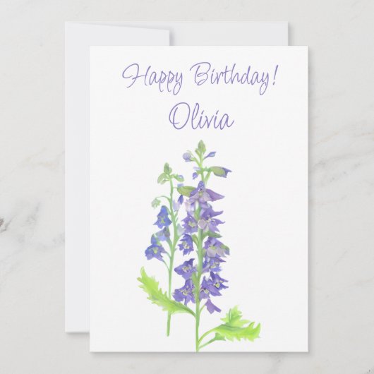 7月誕生フラワーラークスパーウォーター色フローラ シーズンカード (正面)