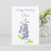 7月誕生フラワーラークスパーウォーター色フローラ シーズンカード (スタンド正面)