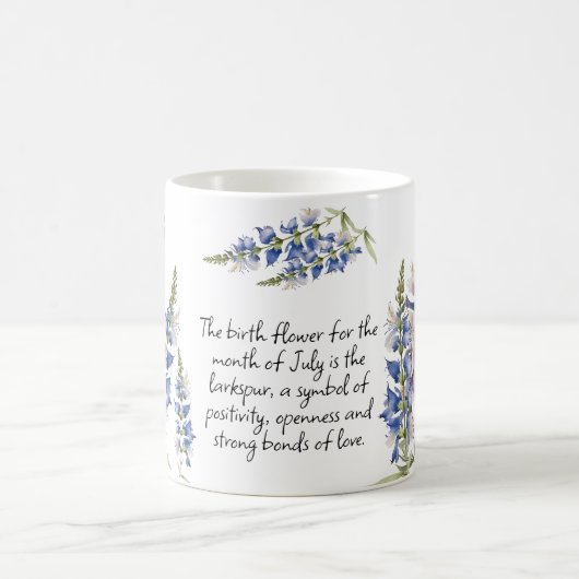 7月誕生フラワーラークスパー名を追加 コーヒーマグカップ (中央)