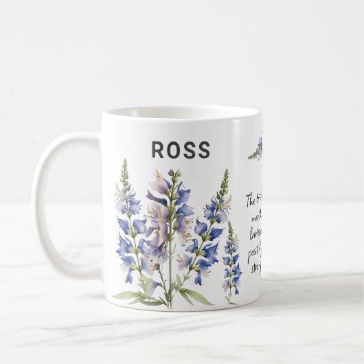 7月誕生フラワーラークスパー名を追加 コーヒーマグカップ (左)