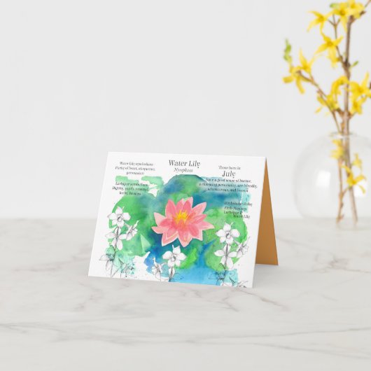7月誕生日ウォーターリリラークスパー誕生フラワー カード (黄色い花)