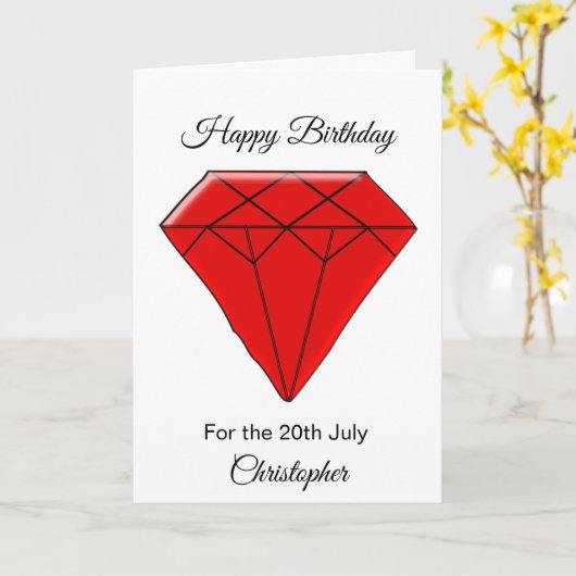 7月誕生日カード – Ruby カード (黄色い花)
