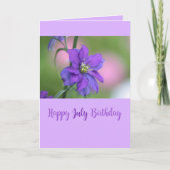 7月誕生日パープルラークスパー誕生月花 カード (正面)