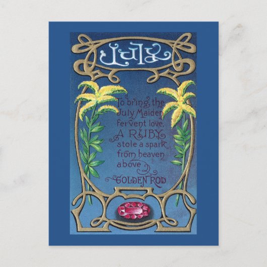 7月誕生日ルビーアンドゴールデンロッド ポストカード (正面)