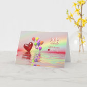 7月誕生日ルビーハート カード (黄色い花)