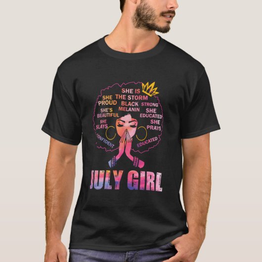 7月誕生日女子生まれ女王ブレック Tシャツ (正面)
