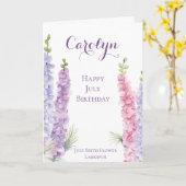 7月誕生日誕生月フラワーラークスパー カード (黄色い花)