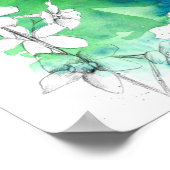 7月誕生日《植物》スイレンラークスパーポンドフラワーズ ポスター (角)