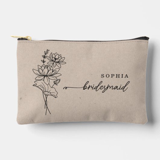 7月誕生月フラワーブリッパーソナライズされたドメイド アクセサリーポーチ (正面)
