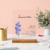 7月誕生月フラワーラークスパーパーソナライズされた アクリルサイン (ウェディング)