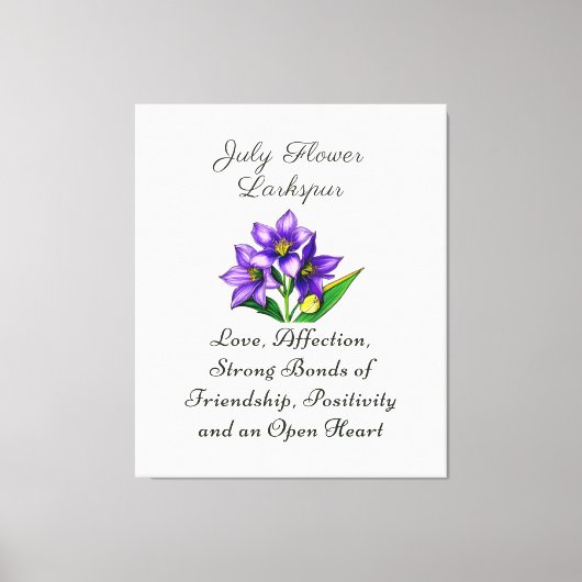 7月誕生月フラワーラークスパーフローラ キャンバスプリント (正面)