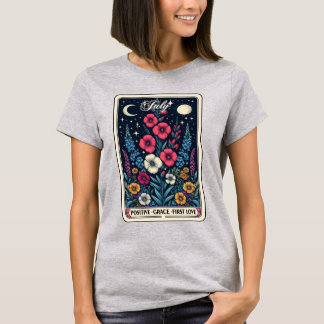 7月誕生月フラワーラークスパーTシャツ Tシャツ