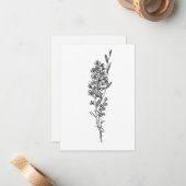 7月誕生花の誕生日カード、ラークスパー ノートカード (正面/裏面インサイチュ)