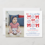7月赤白と2人の女の子2nd誕生日の写真 招待状 (正面)