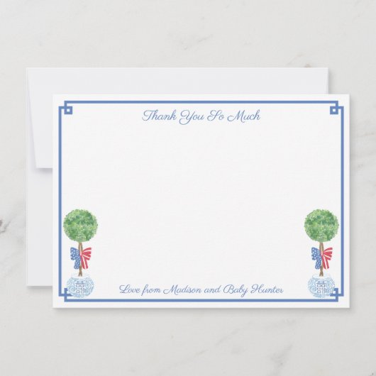 7月頭が切れるの4日または赤ん結婚坊シャワー サンキューカード (正面)