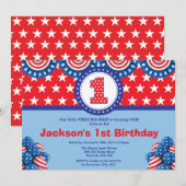 7月1日の最初誕生日の招待状の第4 招待状 (正面/裏面)