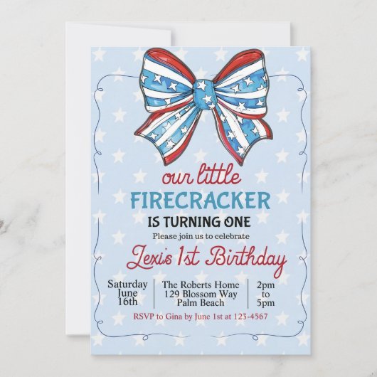 7月1日の編集可能4日の誕生日招待状Patri 招待状 (正面)