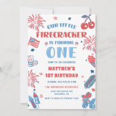 7月1日の誕生日のリトルフィレクラッカー4th 招待状 (正面)