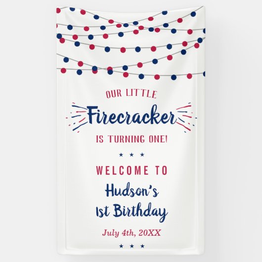 7月1日の誕生日のリトルフィレクラッカー4th 横断幕 (縦)