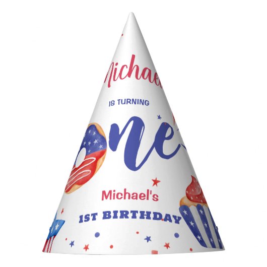 7月1日の誕生日の愛国的な4日 パーティーハット (正面)