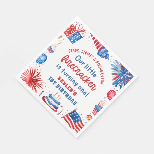 7月1日の誕生日の私たちの小さな爆竹4日 スタンダードランチョンナプキン (角)