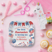 7月1日の誕生日の私たちの小さな爆竹4日 ペーパープレート (パーティー)