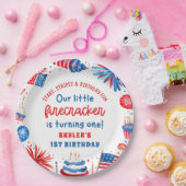 7月1日の誕生日の私たちの小さな爆竹4日 ペーパープレート (パーティー)