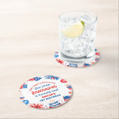 7月1日の誕生日の私たちの小さな爆竹4日 ラウンドペーパーコースター (インサイチュ)