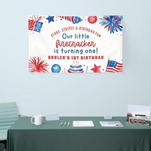 7月1日の誕生日の私たちの小さな爆竹4日 横断幕 (トレードショー)