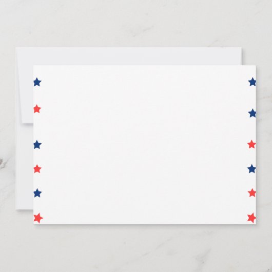 7月1日の誕生日の赤と青のファイアートラッカー 招待状 (裏面)