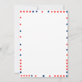 7月1日の誕生日の赤と青のファイアートラッカー 招待状 (裏面)