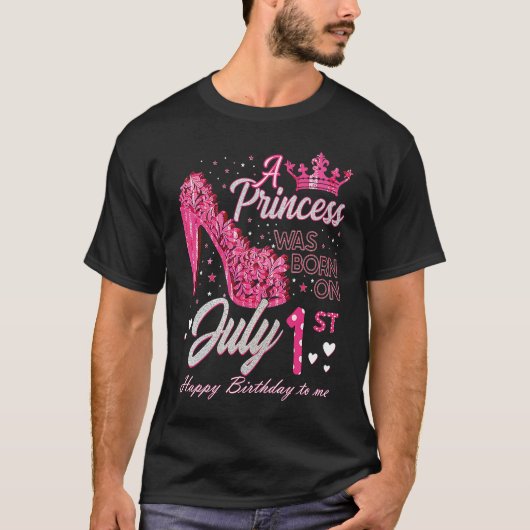 7月1日生まれにプリンセスがハイヒールした Tシャツ (正面)