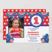 7月1日第1誕生日招待状 招待状 (正面/裏面)