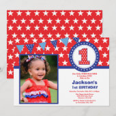 7月1日第1誕生日招待状 招待状 (正面/裏面)