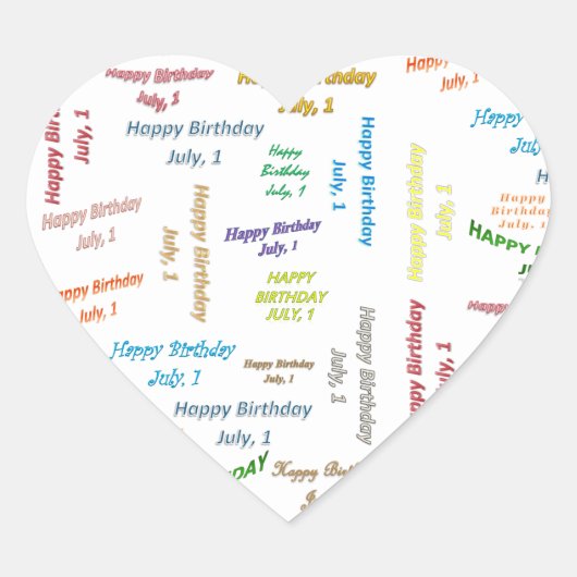 7月1日誕生日シール ハートシール (正面)