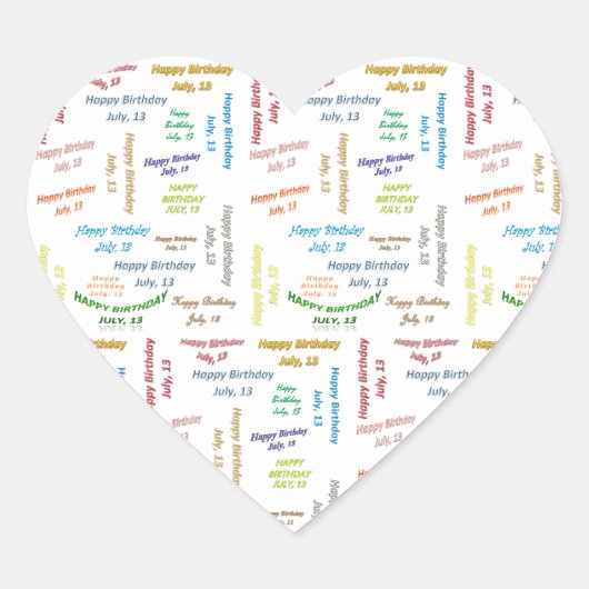 7月13日誕生日シール ハートシール (正面)