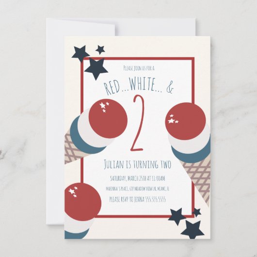 7月2日お誕生日アイスクリームと星4日 招待状 (正面)