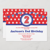 7月2日の第2誕生日の招待状の第4 招待状 (正面/裏面)