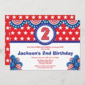 7月2日の4日誕生日招待状 招待状 (正面/裏面)