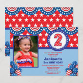 7月2日の4日誕生日招待状 招待状 (正面/裏面)