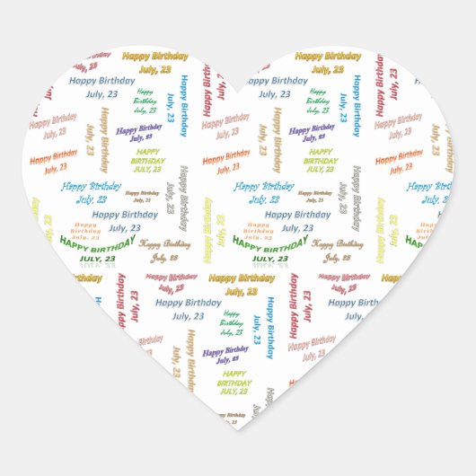 7月23日誕生日シール ハートシール (正面)