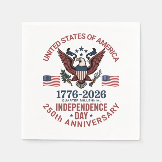 7月250周年記念4日 – ヴィンテージ愛国 スタンダードカクテルナプキン (正面)