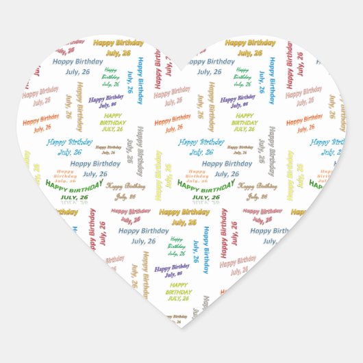 7月26日誕生日シール ハートシール (正面)