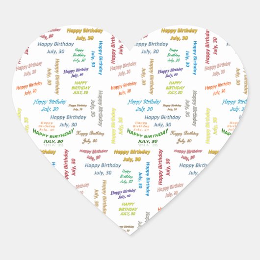 7月30日誕生日シール ハートシール (正面)