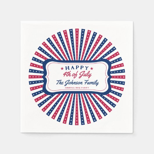 7月4カスタム日アメリカ家族Summer BBQパーティー スタンダードカクテルナプキン (正面)