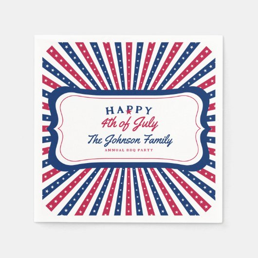 7月4カスタム日アメリカ家族Summer BBQパーティー スタンダードカクテルナプキン (正面)