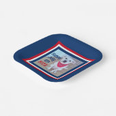 7月4ストライプの日赤白青かわいい犬の写真 ペーパープレート (傾斜あり)